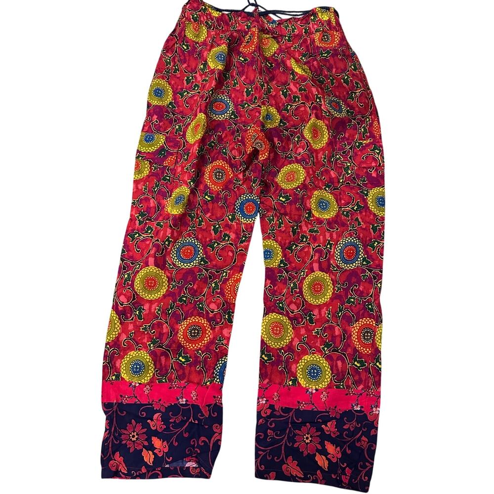 Sundance Cotton Medallion Floral Border Print Tassel Drawstring Boho Pants EUC M - Picture 8 of 8